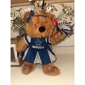 VTG NFL Dallas Cowboys Cheerleader Teddy Bear Plush Fringe Fur Good Stuff 14"